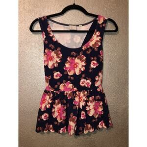 Anthropologie Postcard CottageCore Boho Hippie Peplum Sleeveless Floral Top XS